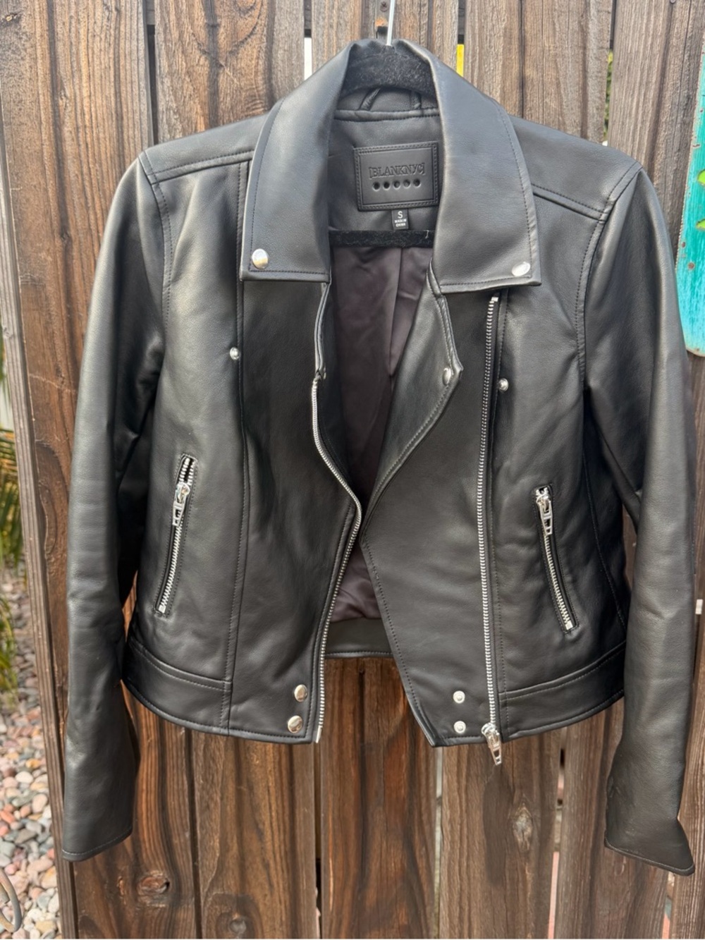 Blank NYC Black Leather Moto Jacket with Silver Hardware